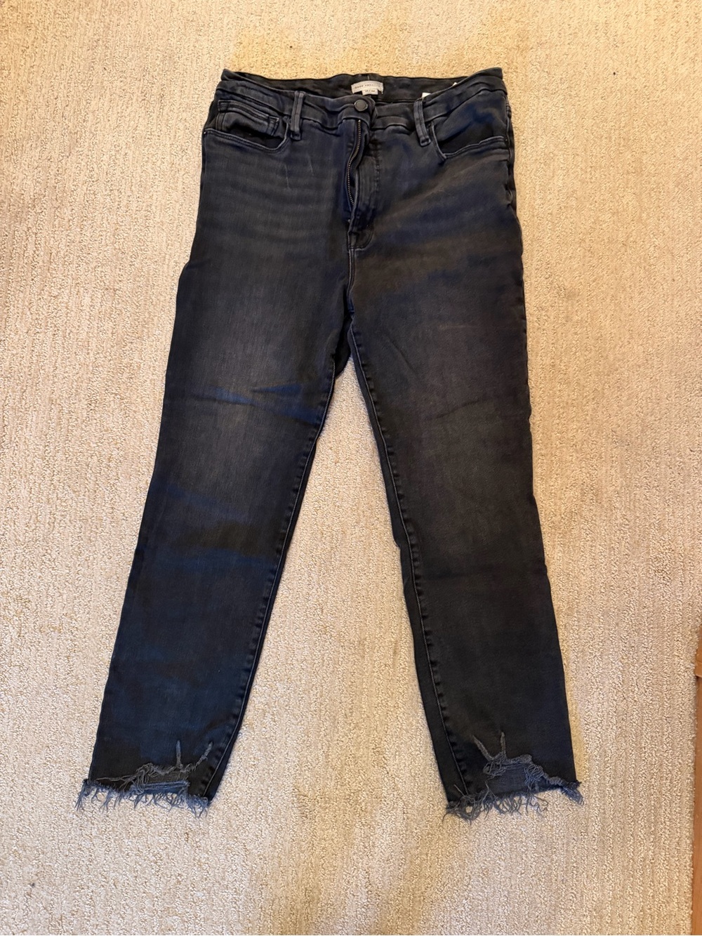 Good American Black Distressed Ankle Jeans